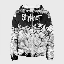 Куртка с капюшоном женская Надпись Слипкнот Рок Группа ЧБ Slipknot, цвет: 3D-белый