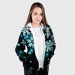 Куртка с капюшоном женская Космические снежинки, цвет: 3D-белый — фото 2