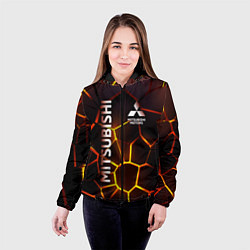 Куртка с капюшоном женская Митсубиси подсветка 3D плит, цвет: 3D-черный — фото 2
