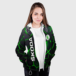 Куртка с капюшоном женская 3D плиты с подсветкой Шкода, цвет: 3D-белый — фото 2