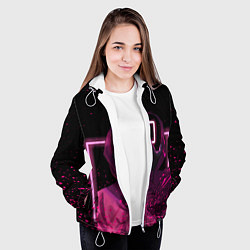 Куртка с капюшоном женская ИГРА В КАЛЬМАРА НЕОН, СТРАЖ КВАДРАТ 029, цвет: 3D-белый — фото 2