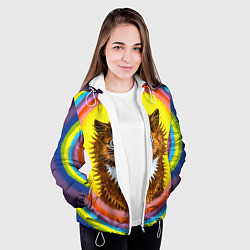 Куртка с капюшоном женская Радужный кот Луиса Уэйна, цвет: 3D-белый — фото 2