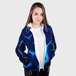 Куртка с капюшоном женская 3D ПЛИТЫ NEON STEEL НЕОНОВЫЕ ПЛИТЫ, цвет: 3D-белый — фото 2
