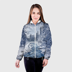 Куртка с капюшоном женская СНЕЖНЫЙ ПЕЙЗАЖ, цвет: 3D-белый — фото 2