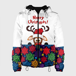 Куртка с капюшоном женская Merry Christmas оленёнок, цвет: 3D-черный