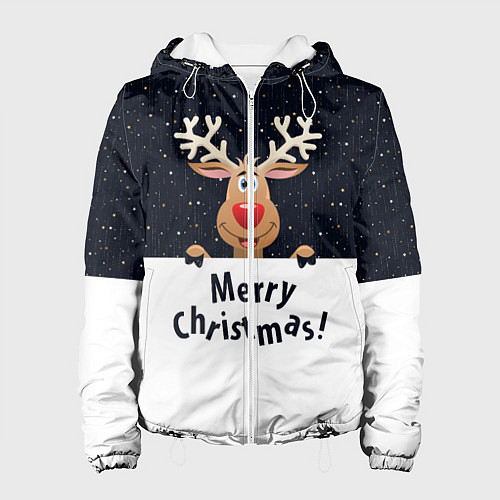 Женская куртка Новогодний Оленёнок Рудольф / 3D-Белый – фото 1