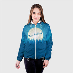 Куртка с капюшоном женская Санта с Оленями, цвет: 3D-белый — фото 2