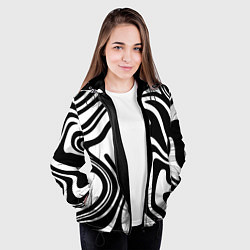 Куртка с капюшоном женская Черно-белые полосы Black and white stripes, цвет: 3D-черный — фото 2