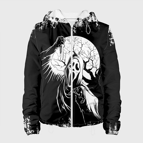 Женская куртка Крик Хэллоуин Хоррор Scream Halloween / 3D-Белый – фото 1