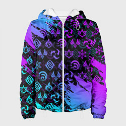 Женская куртка GENSHIN NEON PATTERN SYMBOL НЕОН ЭМБЛЕМЫ