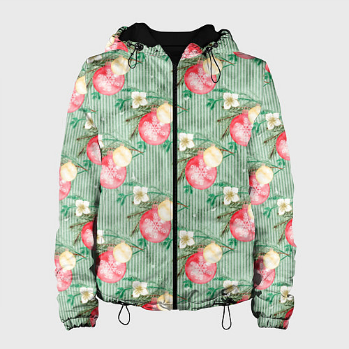 Женская куртка Елочные игрушки шары / 3D-Черный – фото 1