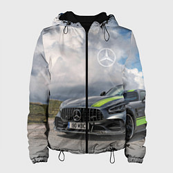 Куртка с капюшоном женская Mercedes V8 Biturbo Racing Team AMG, цвет: 3D-черный