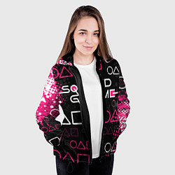 Куртка с капюшоном женская Игра в кальмара: Гранж, цвет: 3D-черный — фото 2