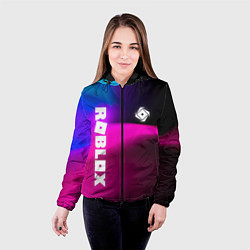 Куртка с капюшоном женская Роблокс лого х эмблема, цвет: 3D-черный — фото 2