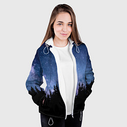 Куртка с капюшоном женская НОЧНОЙ ЛЕС И ЗВЕЗДЫ, цвет: 3D-белый — фото 2