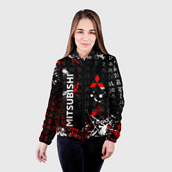 Куртка с капюшоном женская Японские символы Митсубиси, цвет: 3D-черный — фото 2
