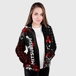 Куртка с капюшоном женская Японские символы Митсубиси, цвет: 3D-черный — фото 2