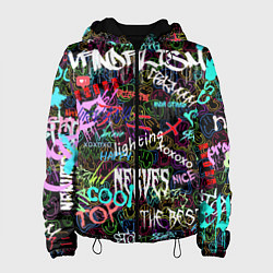 Куртка с капюшоном женская Neon graffiti Smile, цвет: 3D-черный