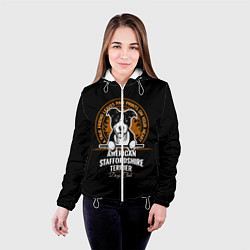 Куртка с капюшоном женская Американский Стаффордширский Терьер, цвет: 3D-белый — фото 2