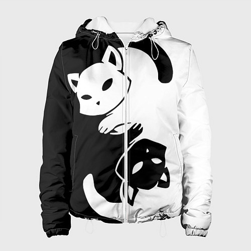 Женская куртка Черный и белый кот кувыркаются / 3D-Белый – фото 1