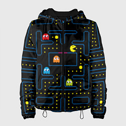Куртка с капюшоном женская Пиксельный Пакман, цвет: 3D-черный