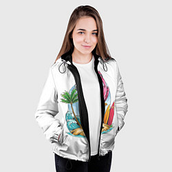 Куртка с капюшоном женская Фламинго На Острове, цвет: 3D-черный — фото 2