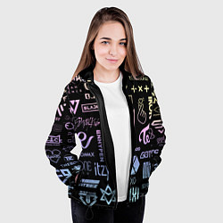 Куртка с капюшоном женская K-pop лого исполнителей, цвет: 3D-черный — фото 2