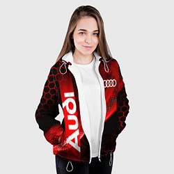 Куртка с капюшоном женская AUDI АУДИ SPORT СПОРТ RED AND BLACK, цвет: 3D-белый — фото 2