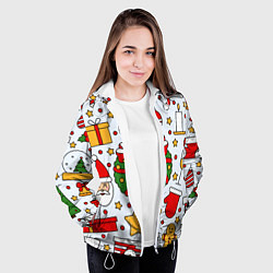 Куртка с капюшоном женская НОВОГОДНИЙ УЗОР, НОВОГОДНЕЕ НАСТРОЕНИЕ, цвет: 3D-белый — фото 2