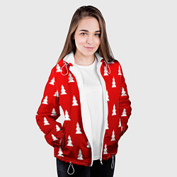 Куртка с капюшоном женская НОВОГОДНИЕ ЁЛКИ 2022, цвет: 3D-белый — фото 2