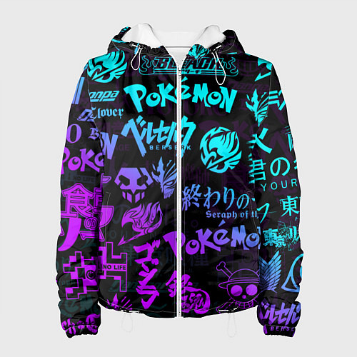 Женская куртка ANIME LOGOBOMBING NEON НЕОН ЛОГО АНИМЕ / 3D-Белый – фото 1