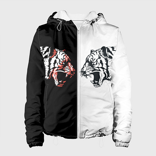 Женская куртка Два тигра напротив друг друга / 3D-Белый – фото 1