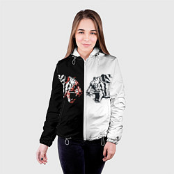 Куртка с капюшоном женская Два тигра напротив друг друга, цвет: 3D-белый — фото 2