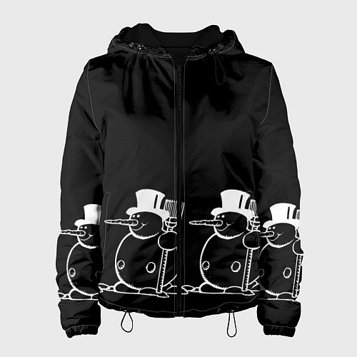 Женская куртка Снеговик на черном фоне / 3D-Черный – фото 1