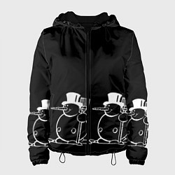 Женская куртка Снеговик на черном фоне