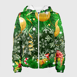 Куртка с капюшоном женская Новогоднее Настроение Елка, цвет: 3D-белый