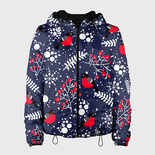 Женская куртка Снегири и рябина / 3D-Черный – фото 1