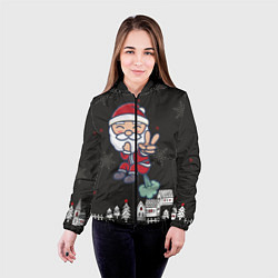 Куртка с капюшоном женская Плохой Санта 2022 Bad Santa, цвет: 3D-черный — фото 2