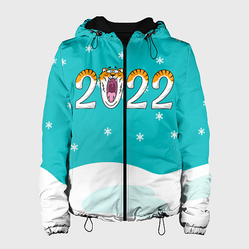 Женская куртка Надпись 2022 Новый год / 3D-Черный – фото 1
