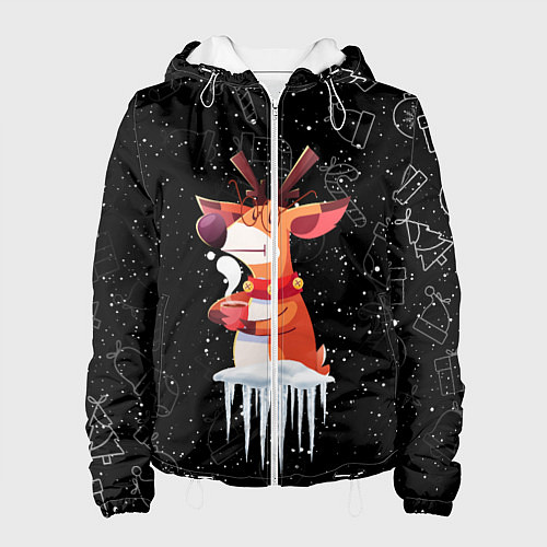 Женская куртка Новогодний Олень 2022 / 3D-Белый – фото 1