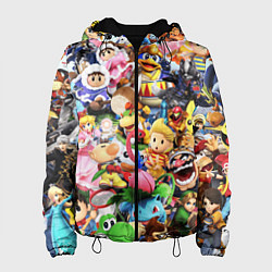 Куртка с капюшоном женская SUPER SMASH BROS ГЕРОИ ИГРЫ, цвет: 3D-черный