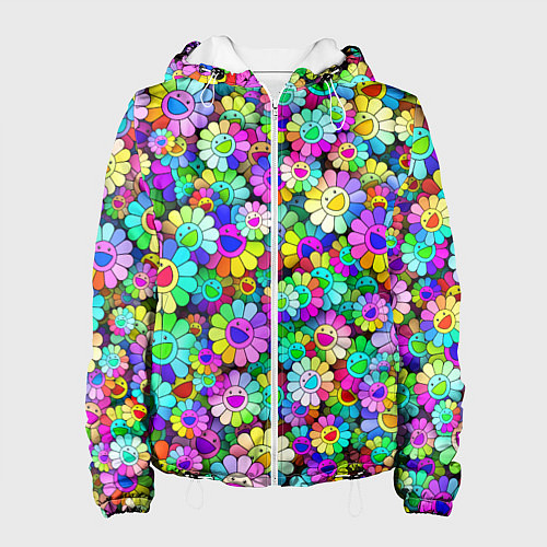 Женская куртка Rainbow flowers / 3D-Белый – фото 1