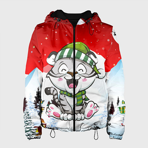 Женская куртка Милый тигренок Новый 2022 год / 3D-Черный – фото 1