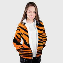 Куртка с капюшоном женская Шкура шерсть тигра, цвет: 3D-белый — фото 2