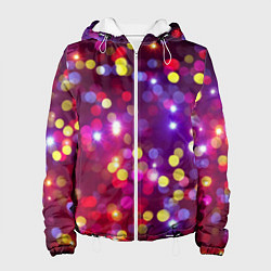 Куртка с капюшоном женская ПРАЗДНИЧНЫЕ ОГОНЬКИ НОВЫЙ ГОД 2022, цвет: 3D-белый