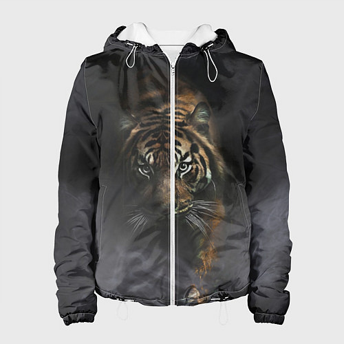 Женская куртка Тигр в тумане / 3D-Белый – фото 1