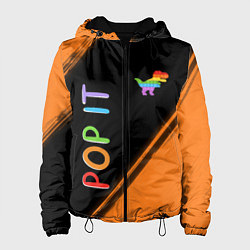 Куртка с капюшоном женская ПОП ИТ - ДИНОЗАВР - Краска, цвет: 3D-черный