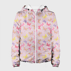 Куртка с капюшоном женская Бабочки Butterflies, цвет: 3D-белый
