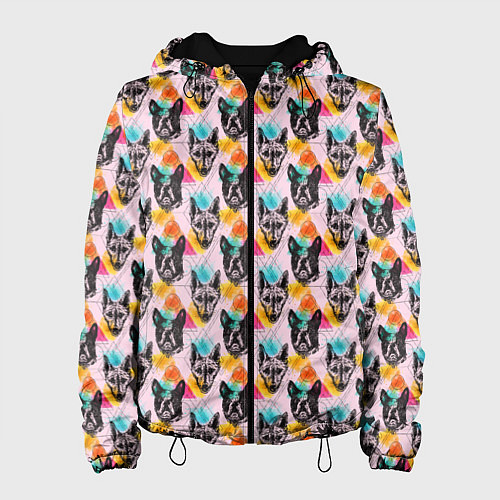 Женская куртка Собаки в красочном дизайне / 3D-Черный – фото 1