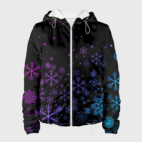 Женская куртка Новогодние снежинки Градиент / 3D-Белый – фото 1